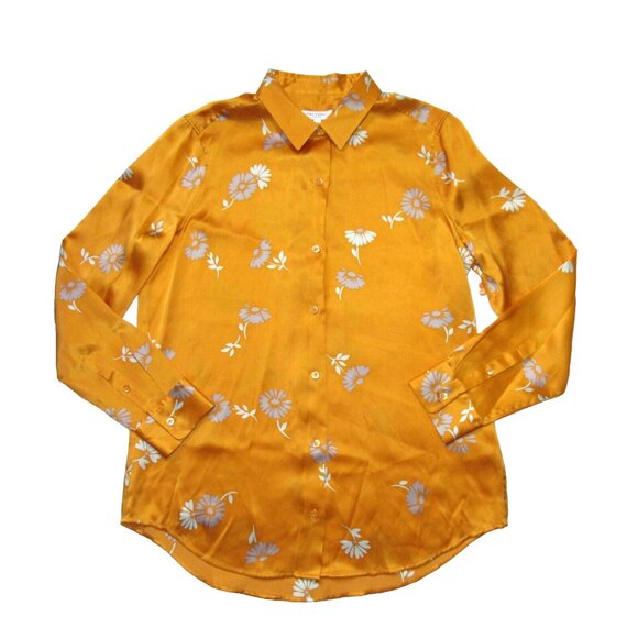 NWT Equipment Essential in Orangeraie Floral Satin Silk Button Down Shirt L $280 - Picture 2 of 8